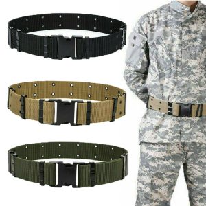 Military-Grade Tactical Nylon Pistol Belt – ALICE System, USMC GI-Style Combat Utility Belt (Black)