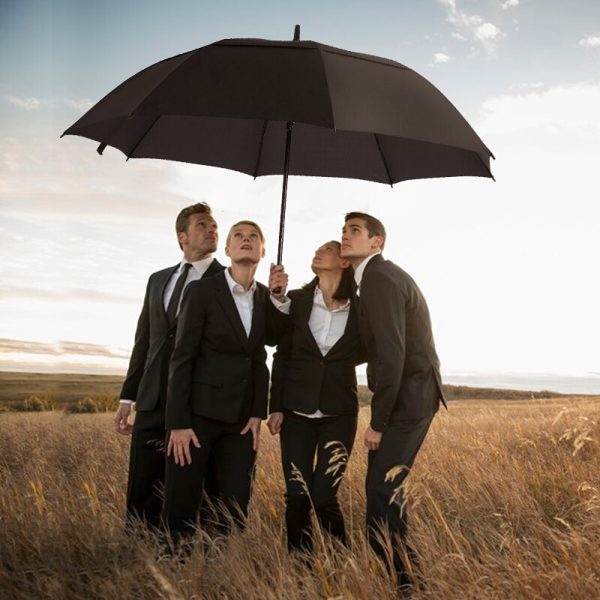 Portable Golf Umbrella – Large Oversize, Double Canopy, Windproof & Waterproof, Automatic Open for Men & Women Black - Image 5