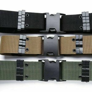 Combat-Ready Military Pistol Belt – Rugged Nylon Web Design (Khaki)