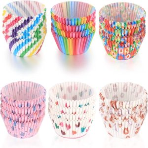 100-Pack Fancy Color Muffin Paper Cups – Greaseproof Assorted & Single Color Cupcake Liners for Baking