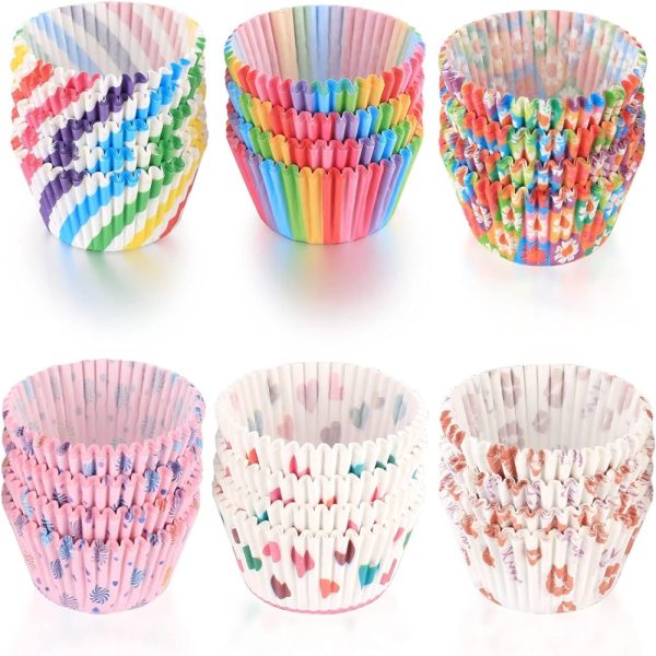100-Pack Fancy Color Muffin Paper Cups – Greaseproof Assorted & Single Color Cupcake Liners for Baking