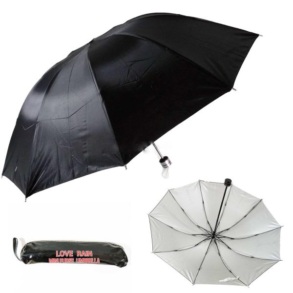Compact Black Travel Umbrella – Foldable & Stylish - Image 3