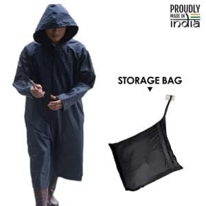 Durable blue raincoat designed for camping and rainy days
