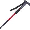 Lightweight aluminum hiking poles with T-handle and shock-absorbing design