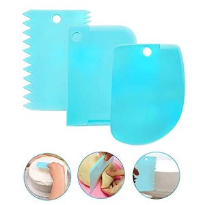 3PC Cake Side Scraper Set – Patterned Edges for Dough, Cream, Icing & Fondant Decorating (Random Color)
