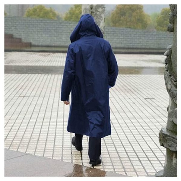Raincoat with front closure and hood for men and women