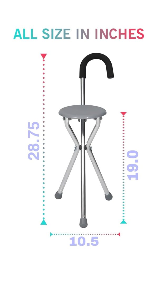 4-in-1 Premium Walking Stick – Anti-Shock, Tri-Pod Base, U-Handle & Built-in Folding Seat - Image 3