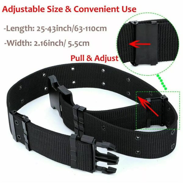 Military-Grade Tactical Nylon Pistol Belt – ALICE System, USMC GI-Style Combat Utility Belt (Black) - Image 3