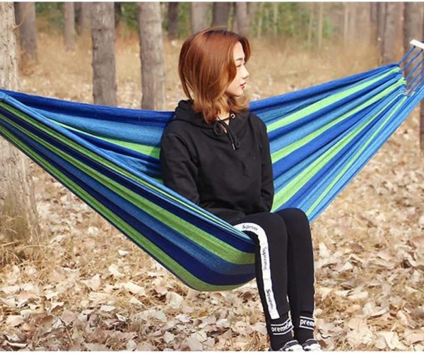 Foldable travel hammock with straps and carabiners