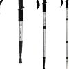 Aluminum trekking stick shown on forest trail background