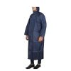 Full-length blue raincoat ideal for hiking and travel