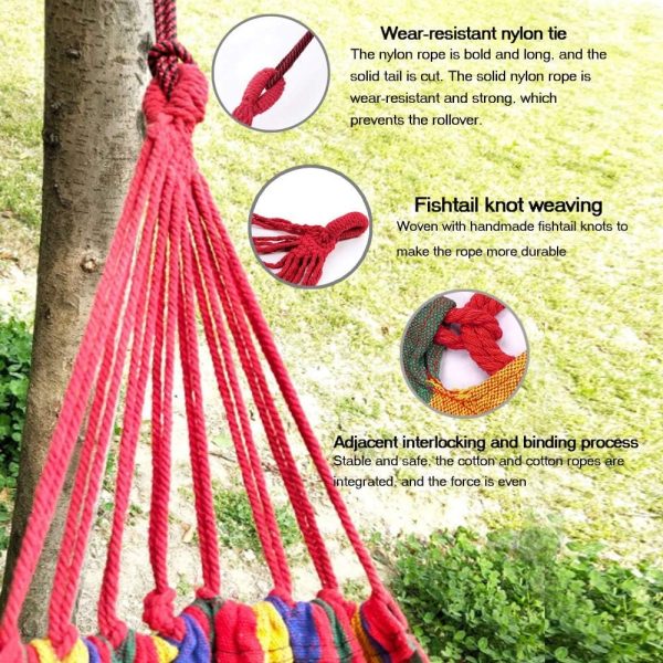 Relaxing in a portable hammock during outdoor camping