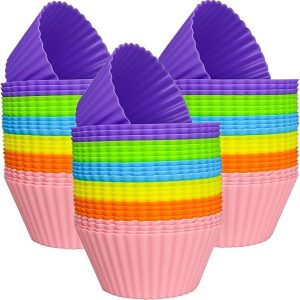 Reusable Silicone Round Baking Cups, Muffin Liners, Pack of 12, Multicolor, 2.9 x 2.9 x 1.3 inches (LxWxH)
