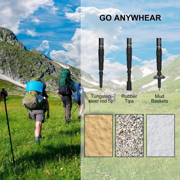 Single hiking pole extended with straight T-handle grip