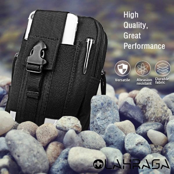 Black tactical pouch with phone pocket