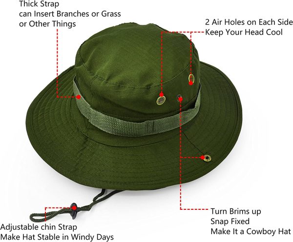 Outdoor Boonie Hat – UV Protection for Hiking & Fishing Green - Image 3