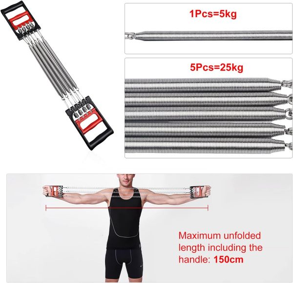Adjustable 5-Spring Steel Chest Expander | Multi-Functional Home & Gym Fitness Resistance Trainer - Image 8