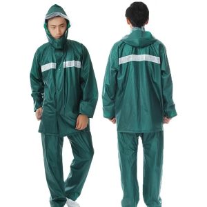 Reflective raincoat and trouser set for outdoor use