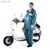 Double-layer PVC rain suit with hood and full coverage