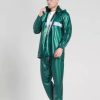 Waterproof rubber-coated rain suit with jacket and pants