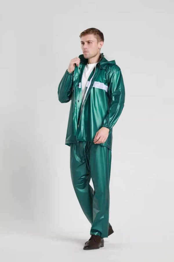 Waterproof rubber-coated rain suit with jacket and pants