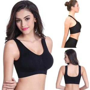 Women's Air Bra – Free Size (Fits 34–40) | Seamless, Non-Padded, Non-Wired, Stretchable Sports Bra Black