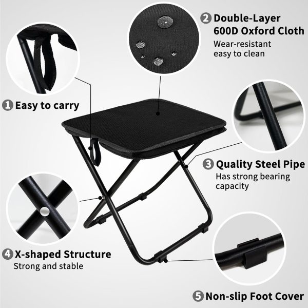 collapsible stool, portable chair, lightweight adult stool, camping seat, hiking stool, outdoor event chair, folding stool - Image 2