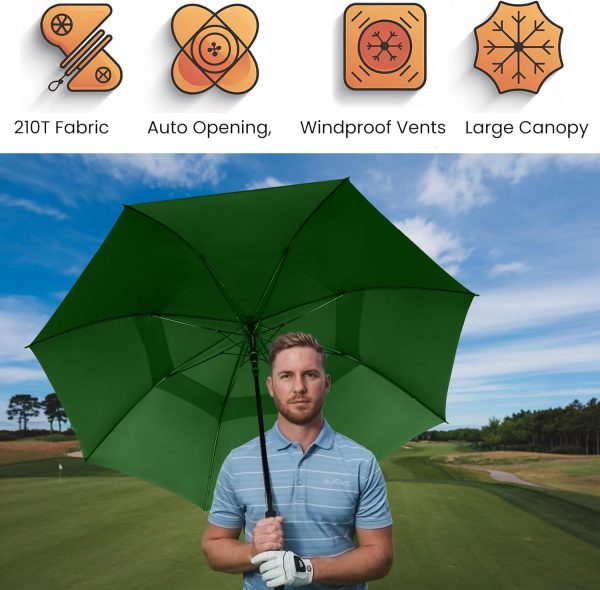 Ultimate Golf Umbrella – XL Double Canopy, Windproof & Waterproof, Auto Open for All-Weather Protection Green - Image 6