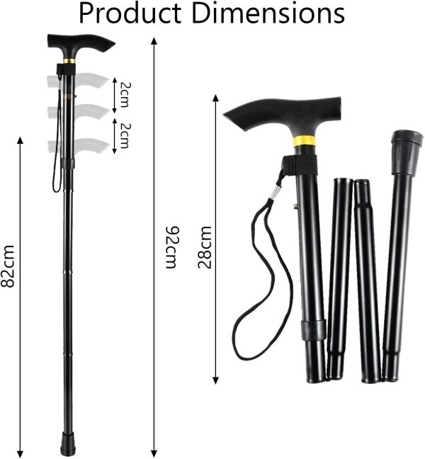Adjustable height travel cane for seniors