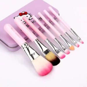 Professional Hello Kitty Makeup Brush Set – 7 Soft Brushes with Portable Storage Box