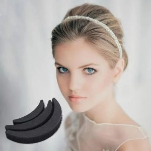 3Pcs Hair Base Sponge Set – Volume Increase Puff & Bun Maker, Invisible Clip Comb, Foam Styling Accessories