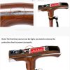 Stylish wood-finish walking stick with lamp for outdoor use