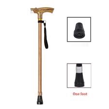Multifunctional walking stick with wood color and lamp