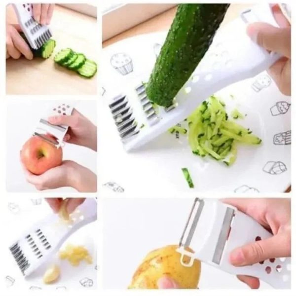 5-in-1 Multifunctional Vegetable & Fruit Slicer – Stainless Steel Peeler, Cutter & Grater for Cucumber, Carrot & Potato - Image 2