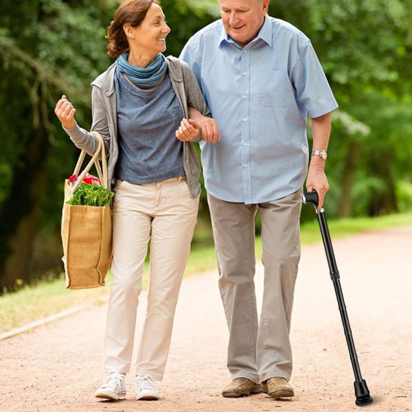 Travel-size walking stick folded and ready to pack