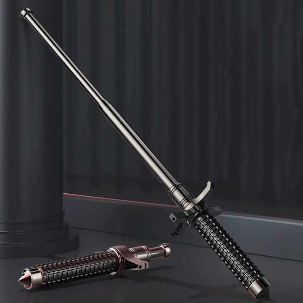 Retractable safety baton made of reinforced steel for reliable defense