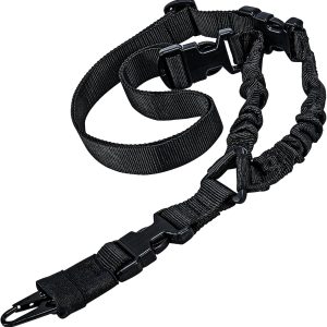 Adjustable Single Point Tactical Rifle Sling with Padded Shoulder Strap & Metal Hook – Removable, Quick-Release Gun Belt for Airsoft, Shotguns, and Rifles