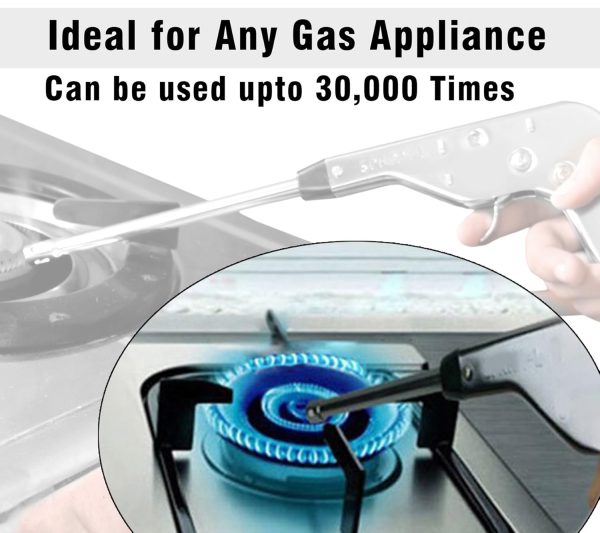 Pistole Shape Metal Impulse Igniter Gas Lighter – Long-Lasting, Rust-Proof & Unbreakable | Ideal for Restaurants & Kitchen Use (Silver) - Image 2
