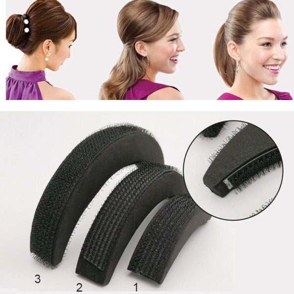 3Pcs Hair Base Sponge Set – Volume Increase Puff & Bun Maker, Invisible Clip Comb, Foam Styling Accessories - Image 2