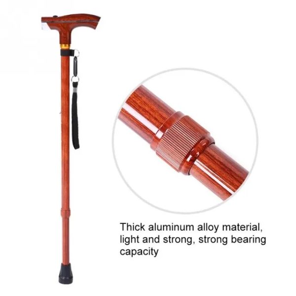 Smart walking cane with light and adjustable height for seniors