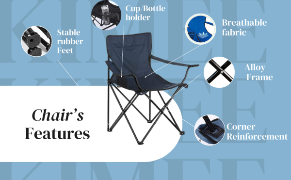 Multicolor Folding Chair - Ideal for Camping, Fishing, Beach, and Travel (1 Pc) - Image 7
