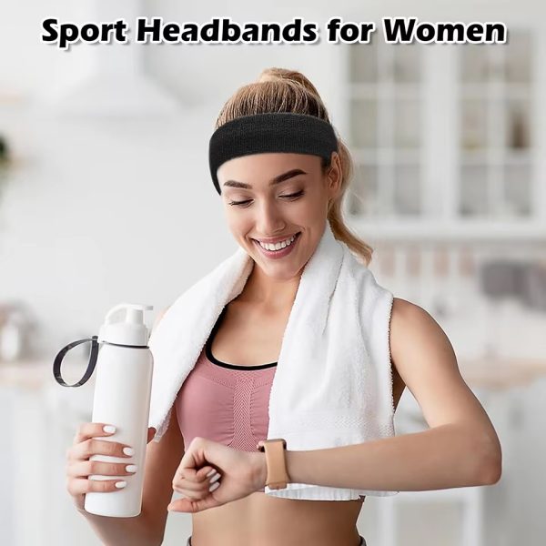Headband for long hair tied back during workout