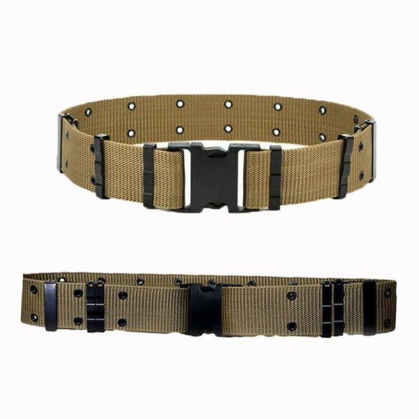Combat-Ready Military Pistol Belt – Rugged Nylon Web Design (Khaki) - Image 3