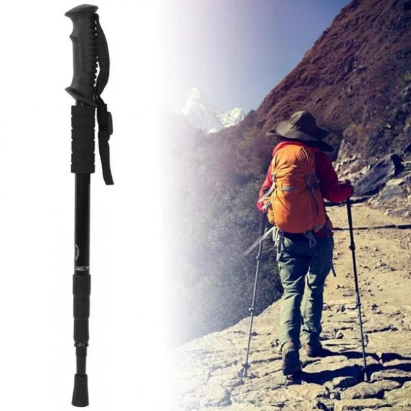 Aluminum alloy hiking stick with straight handle for outdoor trekking