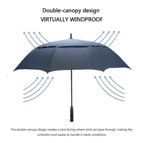 Large Golf Umbrella – Waterproof & Windproof, Double Canopy Design with Automatic Open Function Red - Image 7