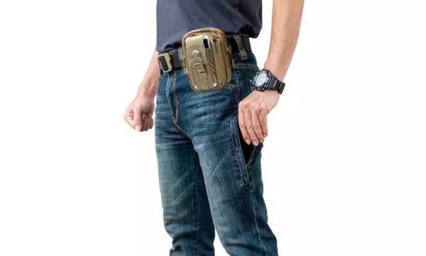 Close-up of double MOLLE strap system