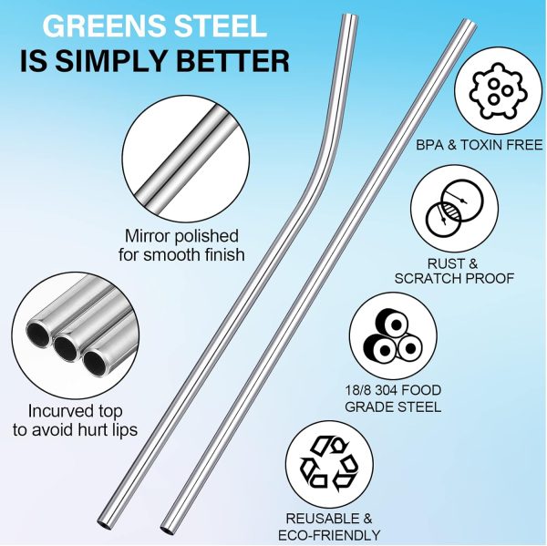 16-Piece Reusable Stainless Steel Straw Set with Silicone Tips, Cleaning Brush & Travel Case – Eco-Friendly, Extra-Long Metal Drinking Straws - Image 6