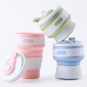 Portable Silicone Collapsible Travel Cup 350ml | Leakproof Foldable Mug with Lid for Outdoor Camping, Hiking & Travel
