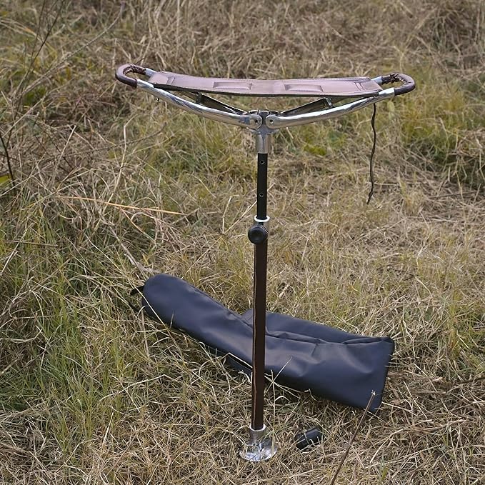 Quality Adjustable Leather Walking Stick Seat – Portable Folding Stool for Hunting, Shooting, Backpacking & Outdoor Comfort - Image 2