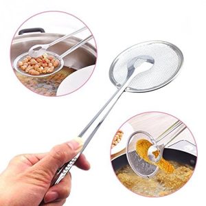 2 in 1 Frying Kitchen Tong with Strainer, Stainless Steel Frying Filter Clip, Deep Frying and Drain Oil Fried Food Tong